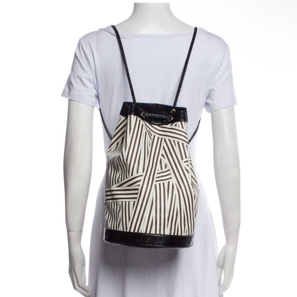 Henri Bendel Striped Black and White Backpack - Picture 1 of 10